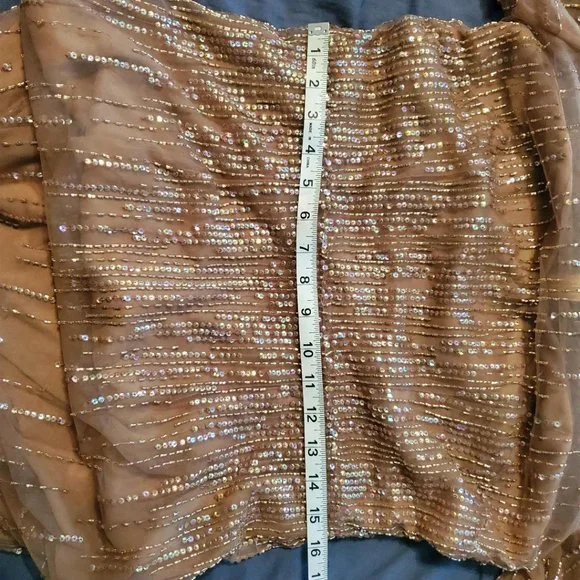 Montage by Mon Cheri Dark Taupe beaded gown - Picture 9 of 13